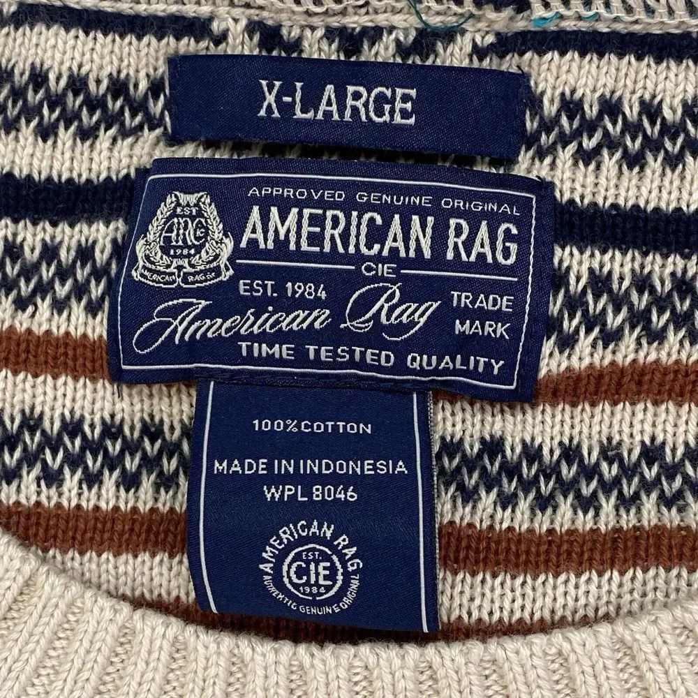 American‎ Rag Men's Chalet Geometric Print Grandpa Cosby Pullover Sweater Sz XL